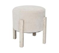 HOME DECO FACTORY - HD7805 - Lot de 2 Tabourets d'Appoint Ronds Rembourrés en Textile Beige - Pieds en Bois - Parfaits pour Chambre - Salon ou Dressing - Taille : M - Couleur : Beige