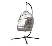 HOME DECO FACTORY - HDO0394 - Hanoi Fauteuil Suspendu en Acier et Coton - Design Contemporain - Idéal pour Intérieur et Extérieur - Confort Optimal - Couleur Grise - Taille Unique