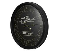 HOME DECO FACTORY Horloge Murale Bistrot Design Lisible 50 cm Noir | Métal, horloge murale bistrot, design élégant et lisible, mécanisme à quartz, cuisine ou salon, 50x6,3x50 cm, noir