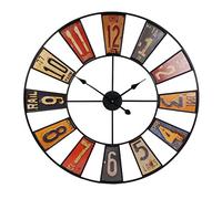 HOME DECO FACTORY Horloge Murale Industrielle en Métal 80 cm Multicolore | Métal, horloge murale industrielle, diamètre 80 cm, pile AA, style chic, salon ou cuisine, décorative, multicolore