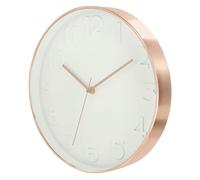 HOME DECO FACTORY Horloge Ronde Chic Silencieuse 30,7 cm Blanc et Cuivre | PP, horloge ronde chic, mécanisme silencieux, diamètre 30,7 cm, salon cuisine bureau, décorative, blanc et cuivre