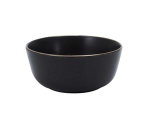 HOME DECO FACTORY - KA0136 Bol Noir avec Liseré Doré, pour Soupe, Salade, Dessert, Adapté Toutes Occasions, Intégration Facile à Votre Vaisselle, D14 cm, Noir, Or