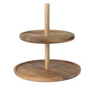HOME DECO FACTORY - KA0342 Présentoir 2 Étages en Acacia - Service de Table Élégant - Conçu pour Réceptions et Dîners - Facile à Entretenir - 2 Niveaux - Dimensions 30 x 30 cm - Couleur Marron