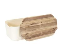 HOME DECO FACTORY, KA0356, Boîte à Pain Moderne avec Couvercle en Bois d'acacia, Design élégant, Conservation optimale, Surface de découpe Pratique, hermétique, 30x20 cm, Blanc/Marron