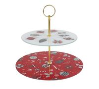 HOME DECO FACTORY - KA0394 Plateau Tournant de Noël - Élégant et Pratique - pour Fêtes et Dîners - Nettoyage Facile - Diamètre 30 cm - Couleurs Blanc/Rouge
