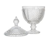 HOME DECO FACTORY - KA0543 Bonbonnière en Verre Transparent - Forme de Diamant - Conçu pour Bonbons et Objets Décoratifs - Hauteur 31 cm - Couleur Transparente