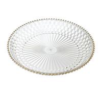 HOME DECO FACTORY - KA0716 - Sabah Round Plastic Tray D38.5cm - Plateau Rond en Plastique Léger et Résistant - Idéal pour Servir avec Élégance Lors de Repas ou Réceptions - Transparent Or - 38.5 cm