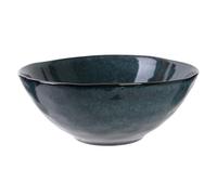 HOME DECO FACTORY - KA3759, Saladier en grès 3 L, Conçu pour la présentation de vos recettes, design raffiné, dimensions 28 cm de diamètre, couleur bleu.