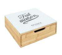 HOME DECO FACTORY - KA5953 Porte Capsules Tiroir Bois et Verre - Rangement Café et Thé - Design Moderne - Facile à Nettoyer - 30x10x30 cm - Marron et Blanc