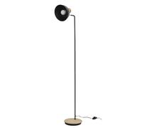 HOME DECO FACTORY – Lampadaire LA0029 Métal noir et bois, 150 cm, compatible LED