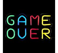 HOME DECO FACTORY - LA0062 Lampe LED Neon Game Over USB - Éclairage Multicolore Design Rétro Jeux Vidéo - Décoration Intérieure - Taille 30 cm - Multicolore