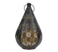 HOME DECO FACTORY Lanterne en Métal Ajouré Bougeoir 33 cm Noir | Métal, lanterne ajourée, bougeoir ou photophore, léger et transportable, décoration intérieure, 33 cm, noir