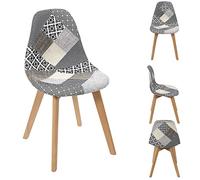 HOME DECO FACTORY Lot de 2 chaises Patchwork Gris 58x47x86cm