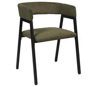 HOME DECO FACTORY - Lot de 2 Fauteuils Design en Velours Côtelé Vert Kaki avec Structure Noire - Confort Optimal pour Salle à Manger ou Bureau - Taille Standard - Vert Noir - Modèle Scott