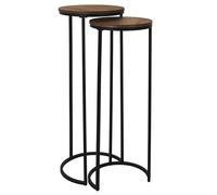 HOME DECO FACTORY Lot de 2 Sellettes Gigognes Softness Table et Bureau Noir | Lot de 2 sellettes gigognes, collection Softness, table d'appoint et bureau, gain de place, 32,5x80x32,5 cm, noir et marron