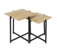 Home Deco Factory - Table gigogne LOKA - Set de 2, design moderne, MDF 40 x 40 x 40 cm, naturel