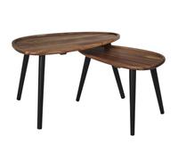 HOME DECO FACTORY - HD0291 Table Gigogne Galet Acacia X2 - Collection Softness - Mobilier Table et Bureau - Dimensions 60 x 40 x 39 cm - Couleur Noir Marron
