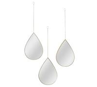 Miroir décoratif à suspension, motif goutte, finition or, collection SixtE, lot de 3