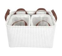 Panier de Rangement - HOME DECO FACTORY - Côtelé - Velours - Blanc