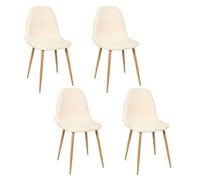 HOME DECO FACTORY Lot de 4 Chaises Faro Pieds Métal Imitation Bois Naturel