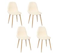 HOME DECO FACTORY Lot de 4 Chaises Faro Pieds Métal Imitation Bois Naturel | Bois, lot de 4 chaises Faro, pieds métal imitation bois, mobilier moderne, assise confortable, salle à manger, naturel