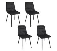 HOME DECO FACTORY Lot de 4 Chaises Matéo Revêtement Velours Élégant Noir