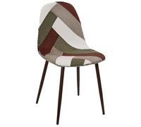 HOME DECO FACTORY - Lot de 4 Chaises Patchwork en Velours Côtelé - Design Graphique et Chaleureux - Confort Optimal - Idéales pour Salle à Manger ou Bureau - Multicouleur - Modèle Scott