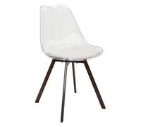 HOME DECO FACTORY - Lot de 4 Chaises Transparentes avec Coussin Côtelé Beige - Design Moderne et Confortable - Idéales pour Salle à Manger ou Bureau - Taille : Standard - Beige - Modèle Scott