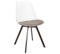 HOME DECO FACTORY - Lot de 4 Chaises Transparentes avec Coussin Côtelé - Design Moderne et Confortable - Parfaites pour Salle à Manger ou Bureau - Taille Standard - Couleur Taupe - Modèle Scott