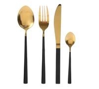 HOME DECO FACTORY - KA3773 Ménagère 16 pièces Acier Inoxydable - Finition Dorée et Noire, 4 Couteaux, 4 Fourchettes, 4 Cuillères à Soupe, 4 Cuillères à Café, 24,5 x 5 x 16,5 cm