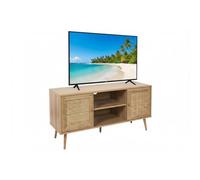 HOME DECO FACTORY Meuble TV Bali – Bois, 2 portes rotin, 2 niches – Design moderne – Marron