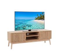 HOME DECO FACTORY Meuble TV Bas Klaus Natural Crush Contemporain Beige | Bois d'ingénierie et pin, meuble TV bas Klaus, collection Natural Crush, mobilier contemporain, salon, beige
