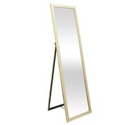 HOME DECO FACTORY - HD4253 Miroir sur Pied Doré 124 cm, Design Raffiné, Pratique pour Salon, Chambre ou Bureau - Dimensions : 124 x 34 x 3 cm, Couleur Or