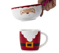 HOME DECO FACTORY Mug et Bol de Noël en Céramique Festif 300 ML Rouge | Céramique, mug et bol, thème Noël, 300 ml, design festif et coloré, boissons chaudes et petit-déjeuner, rouge