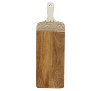 HOME DECO FACTORY - KA0580 Planche de Présentation en Manguier 58 cm - Plateau Multifonction pour Apéritifs et Desserts - Facile à Nettoyer - Marron, Blanc, Orange