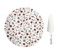 HOME DECO FACTORY Plat et Pelle à Tarte de Noël en Porcelaine Multicolore | Porcelaine, plat et pelle à tarte, thème Noël, 30 cm, service de table, tartes et gâteaux, fêtes, multicolore