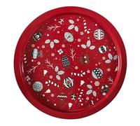 HOME DECO FACTORY Plateau Rond en Métal Décoratif de Noël 30 cm Rouge | Métal, plateau rond décoratif, thème Noël, 30 cm, servir plats et douceurs, fêtes, facile à nettoyer, rouge