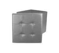 HOME DECO FACTORY - HD3401 Pouf Coffre de Rangement Pliable Carré en Simili Cuir Capitonné, Assise Rembourrée, Design Élégant pour Séjour, 38 x 38 x 38 cm, Gris