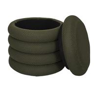 HOME DECO FACTORY Pouf de Rangement Atome Confort et Polyvalence Kaki