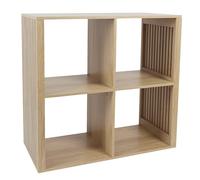 HOME DECO FACTORY Rangement Modulable 4 Cases Klaus en Bois MDF Marron | Bois MDF, rangement modulable, 4 cases, collection Klaus, salon chambre entrée, design pratique, empilable, marron