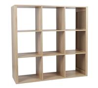 HOME DECO FACTORY - Rangement Modulable 9 Cases Collection Klaus - Bois MDF - Pratique et Design pour Salon - Chambre ou Entrée - Dimensions 102 x 32 x 99 cm - Couleur Marron