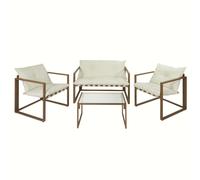 Home deco factory – Salon de jardin Cagliari – 4 pièces – Blanc et marron