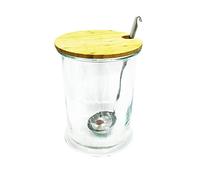 HOME DECO FACTORY - Saveur & Dégustation - KA1574 Bocal Boisson 5 Litres avec Louche - Bois/INOX/Verre, Transparent/Marron, Couvercle Bois, Ø 19cm, H 26cm