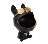 HOME DECO FACTORY Sculpture Chien à Lunettes Vide-Poche 23 cm Noir et Doré | Résine, sculpture chien à lunettes vide-poche, 23 cm, design chic et moderne, non toxique, idée cadeau, noir et doré