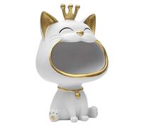 HOME DECO FACTORY – Statue de chat vide-poche HD0157 blanc et doré, finition moderne, taille unique
