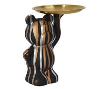 HOME DECO FACTORY - HD0153 Statue Déco Moderne 30 cm, Vide-Poche Fonctionnel pour Clés et Bijoux, Finition Élégante en Noir, Or et Argent pour Intérieur