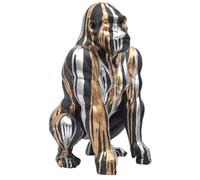 Home Deco Factory - Statue Gorille HD0213 - Résine 45 cm - Noir avec coulures dorées et argentées