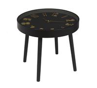 HOME DECO FACTORY – Table basse HD0073 horloge silencieuse verre trempé 50x50x41,5 cm Marron/Noir