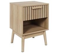 HOME DECO FACTORY - Table de Chevet Moderne Klaus - Tiroir Pratique - Design Brut en Bois pour Chambre ou Salon - Dimensions 40x35x55 cm - Couleur Marron - Modèle Klaus