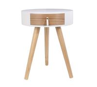 HOME DECO FACTORY Table de Chevet Nora avec Tiroir Design Élégant Blanc | Bois d'ingénierie, table de chevet Nora, 1 tiroir, design élégant, chambre, compacte, 35x35x46,5 cm, blanc